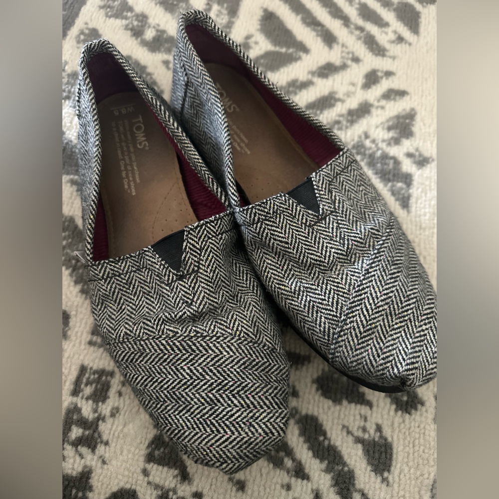 TOMS Original Flats , Black/White/multicolor Sparkle